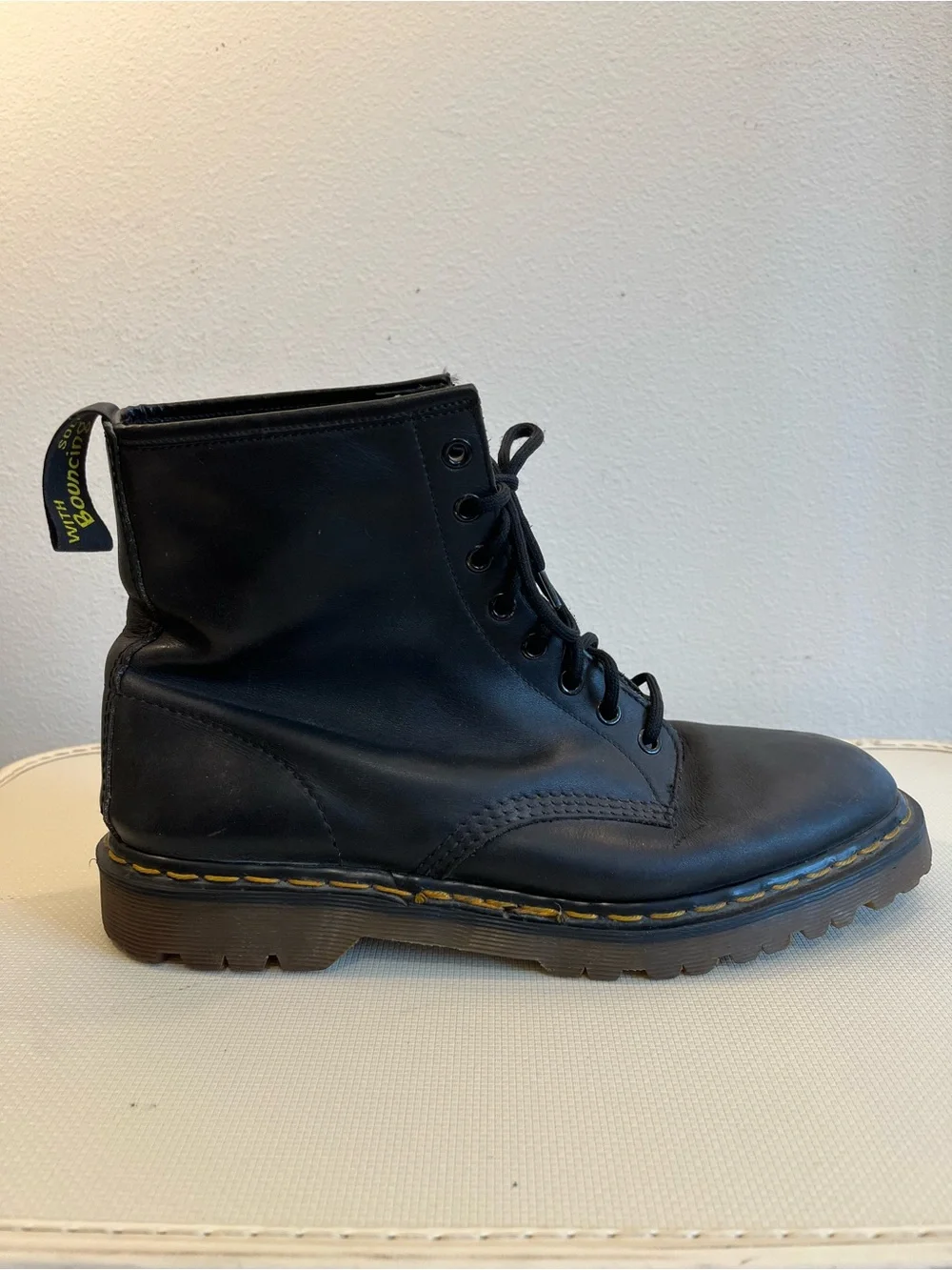 Vintage Dr. Martens Black 8 Eye Leather Lace-Up Ankle Boots